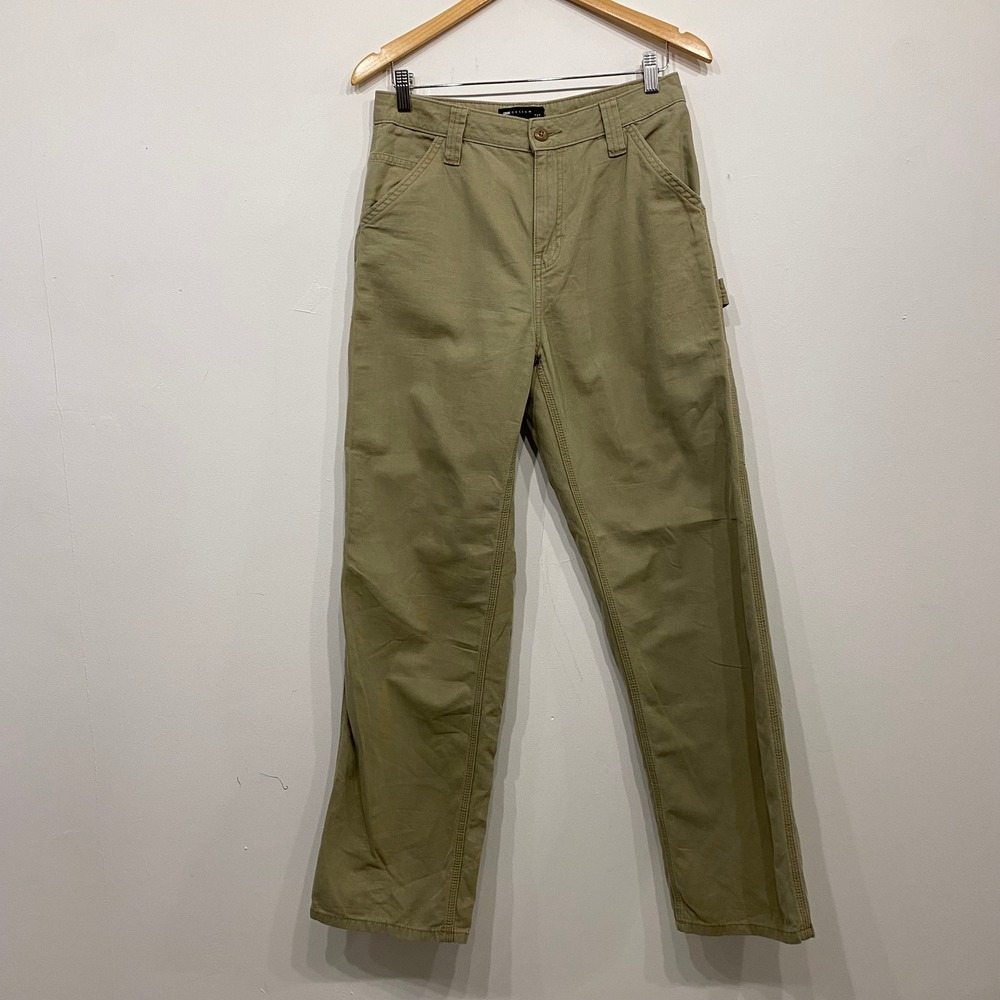 ASOS Womens Khaki Utility Carpenter Pants Straight Leg Hammer Loop US 4